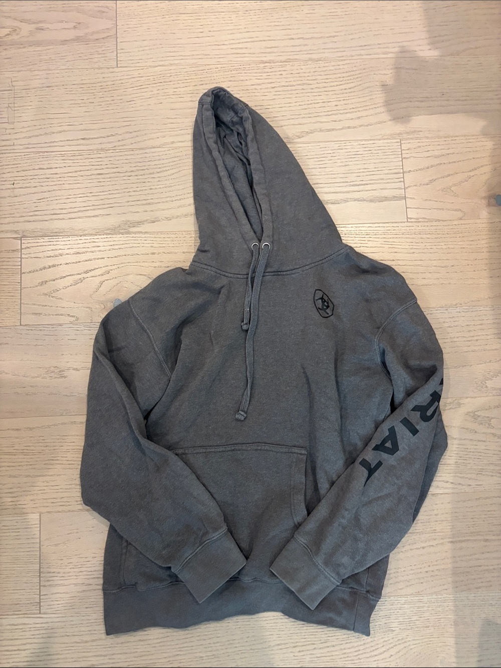 Ariat Gray Pullover Hoodie with Sleeve Logo